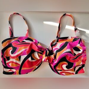 Shade & Shore Swim 38D Adjustable Convertible Strapless Underwire Bra Orang Pink